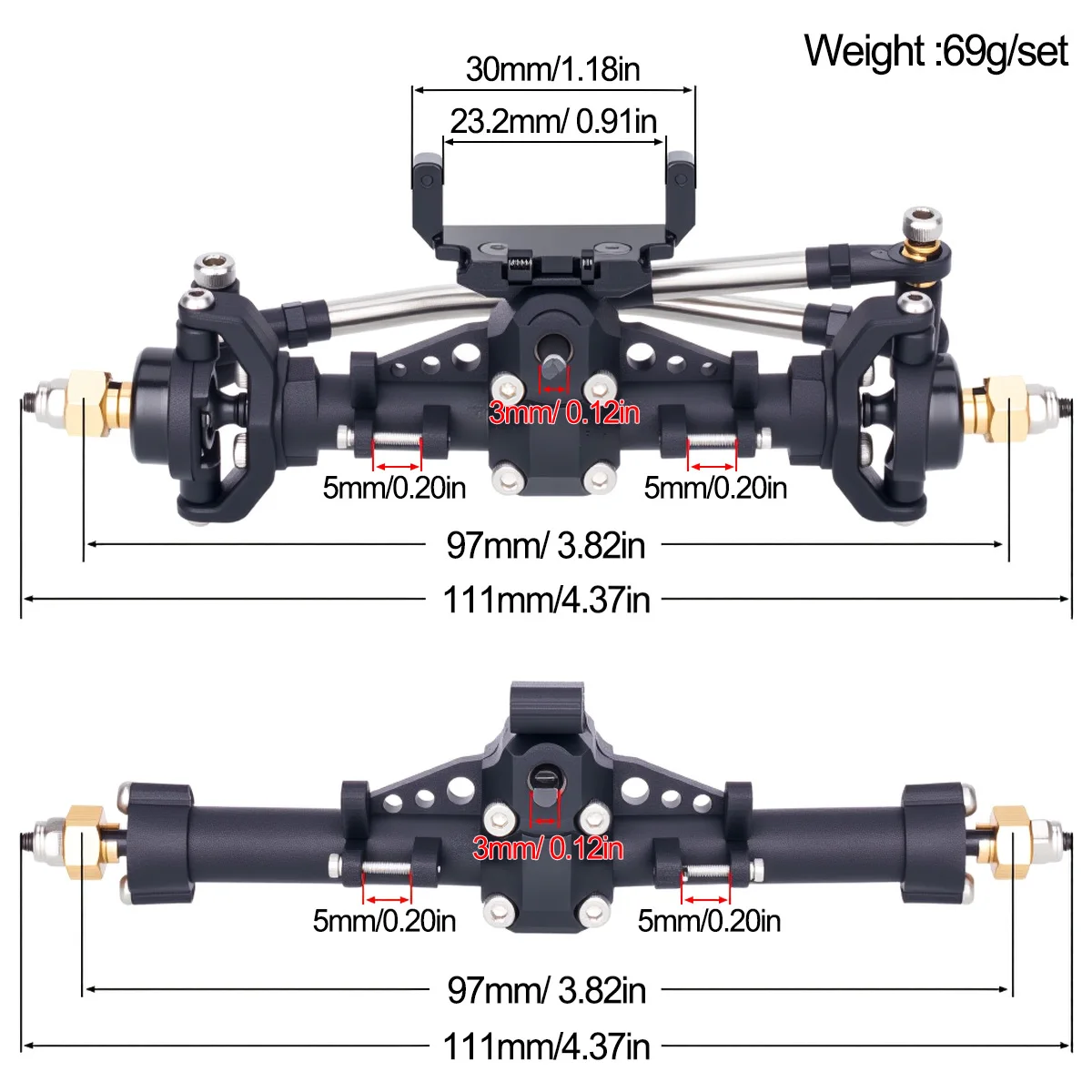 Plastic SCX24 Front Rear Axle  - огляд і ціна Rc Hobby Factory